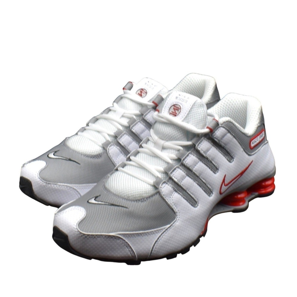 Nike Shox NZ Sneakers Men's Size 10 White Red Metallic Silver NEW 378341-104